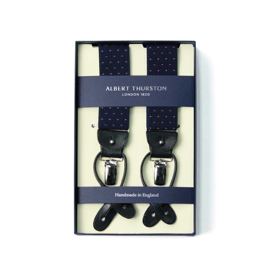 サスペンダー アルバートサーストン 英国製 35mm ピンドット ブラック