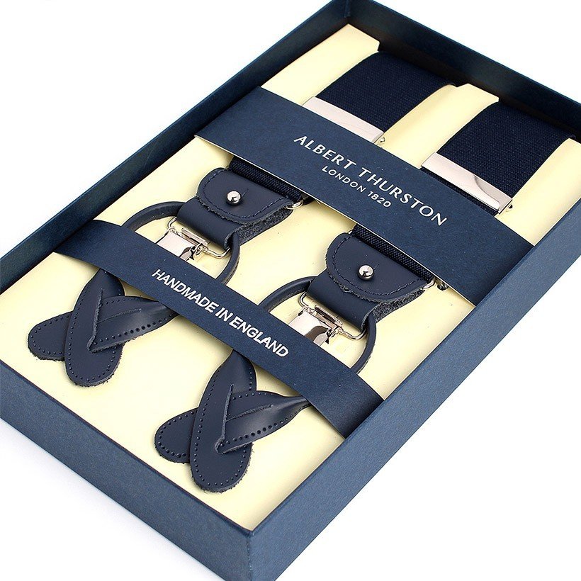 サスペンダー アルバートサーストン 英国製 35mm ネイビー