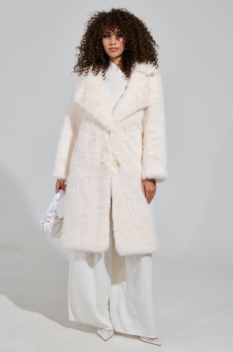 LENOX FAUX FUR TRENCH IN IVORY – AKIRA