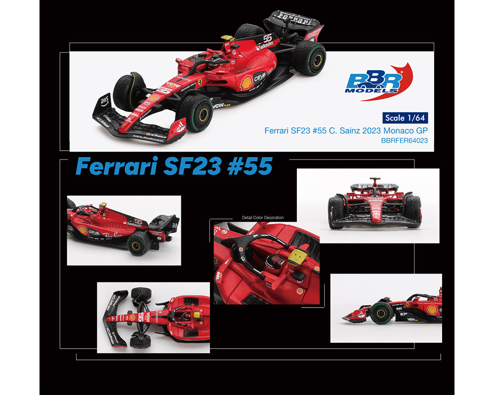 Preorder) BBR Models 1:64 Ferrari F1 SF23 #55 C. Sainz 2023 Monaco