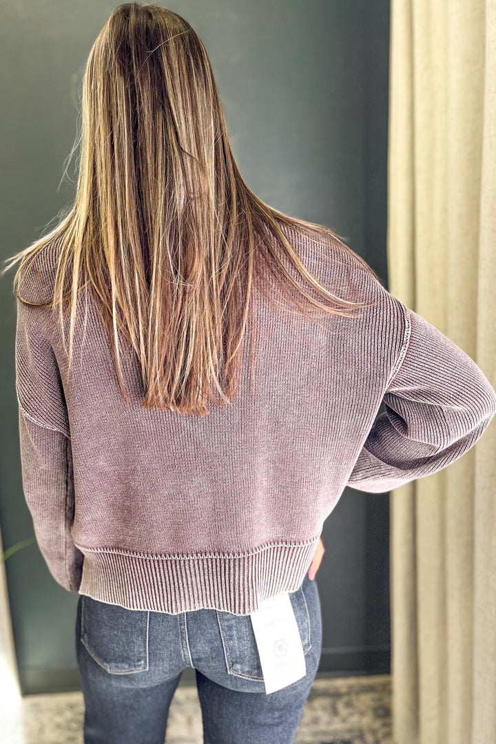 Washed Mock Neck Sweater | KEY Boutique | Nappanee Indiana