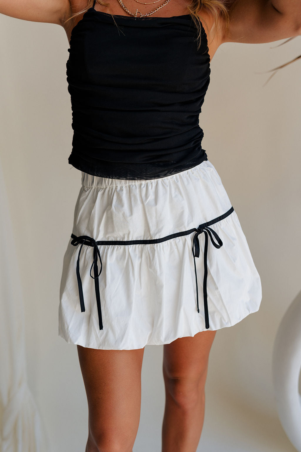 Nina Bow Detail Mini Skirt - Lizard Thicket
