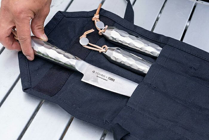 TSBBQ アウトドア包丁ケース［TSBBQ-020］帆布製 革ストラップ3本付き