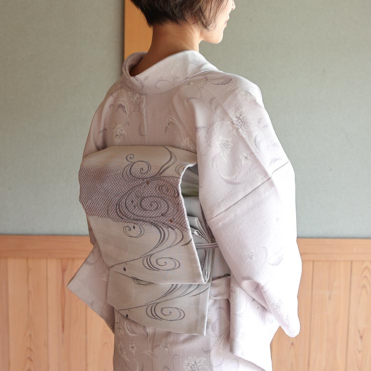 着物 単衣 薄花模様 (パープル) 洗える着物 セオアルファ 単衣着物