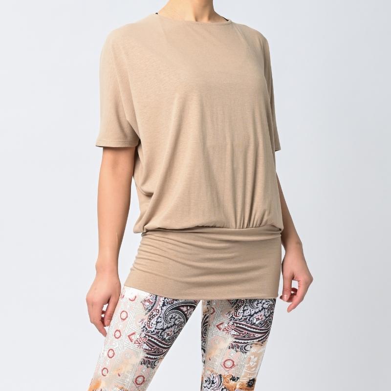 ヨガウェア ピラティスウェア トップス ロング丈 体型カバー めくれ