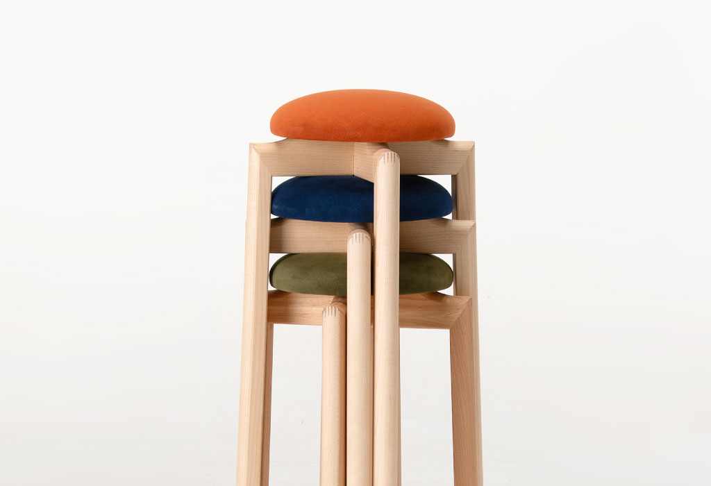 高品質◾️匠工芸 TAKUMI オレンジ座面 ラウンドスツール 丸椅子 丸イス