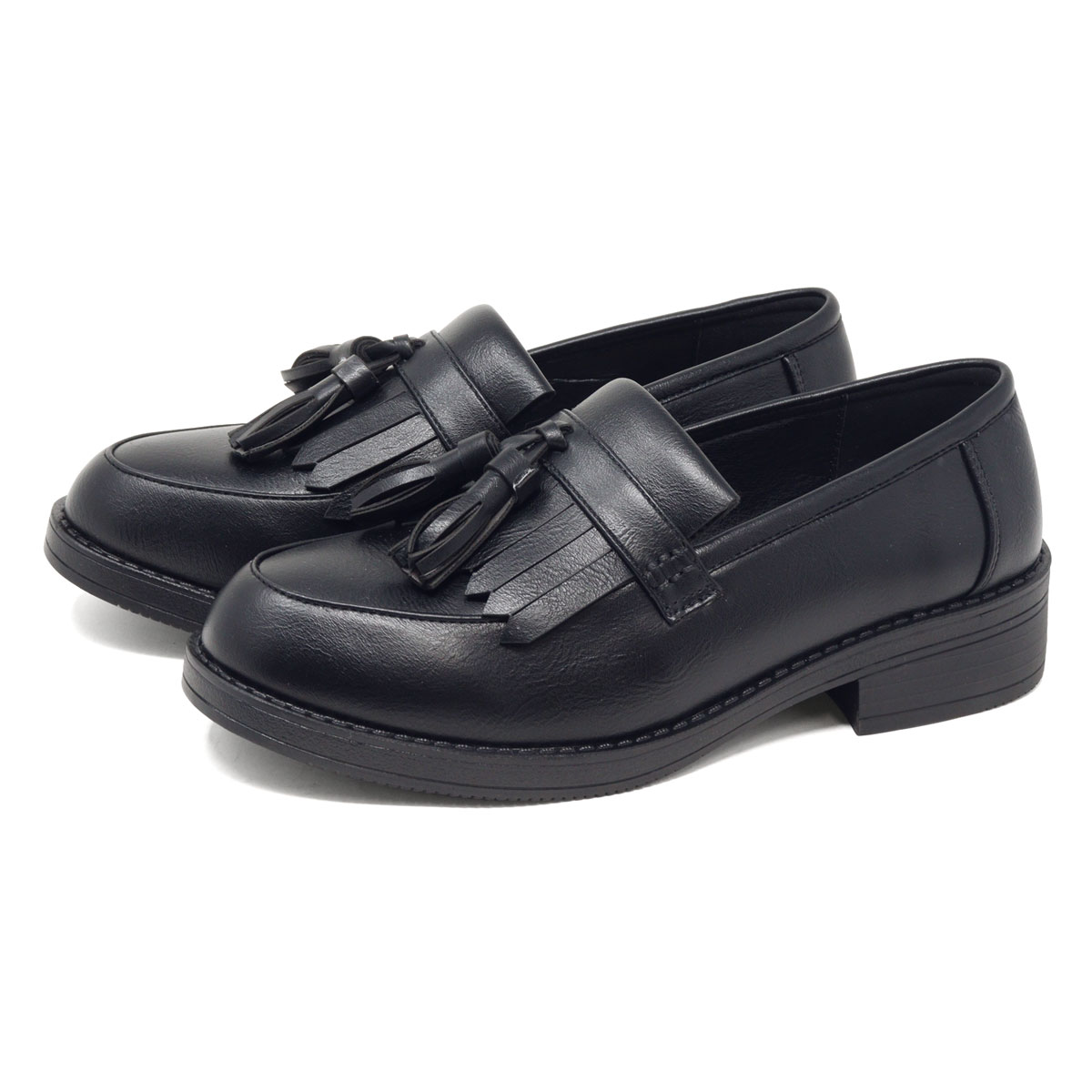 AAA+（サンエープラス） ローファー レディース 厚底 3.5cm 黒 革靴