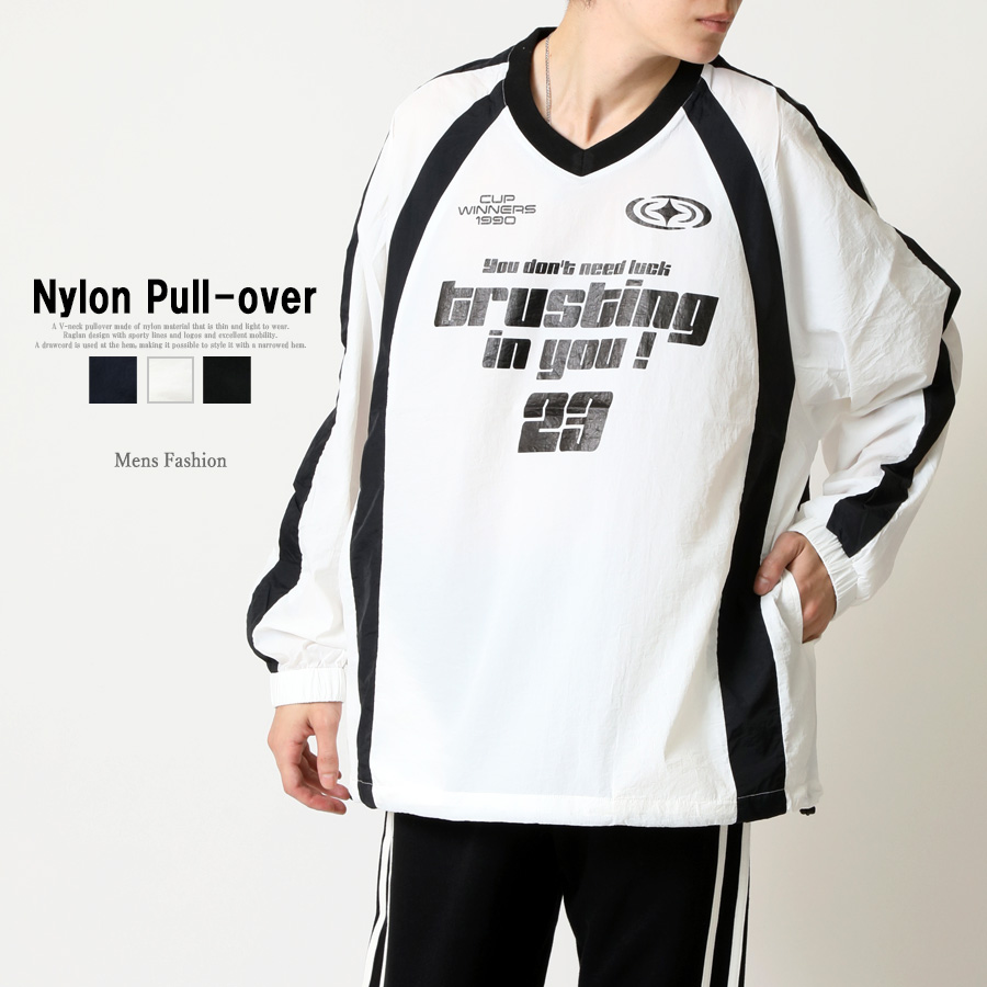 ナイロンプルオーバー メンズ Vネック ジャケット ブルゾン スポーツ