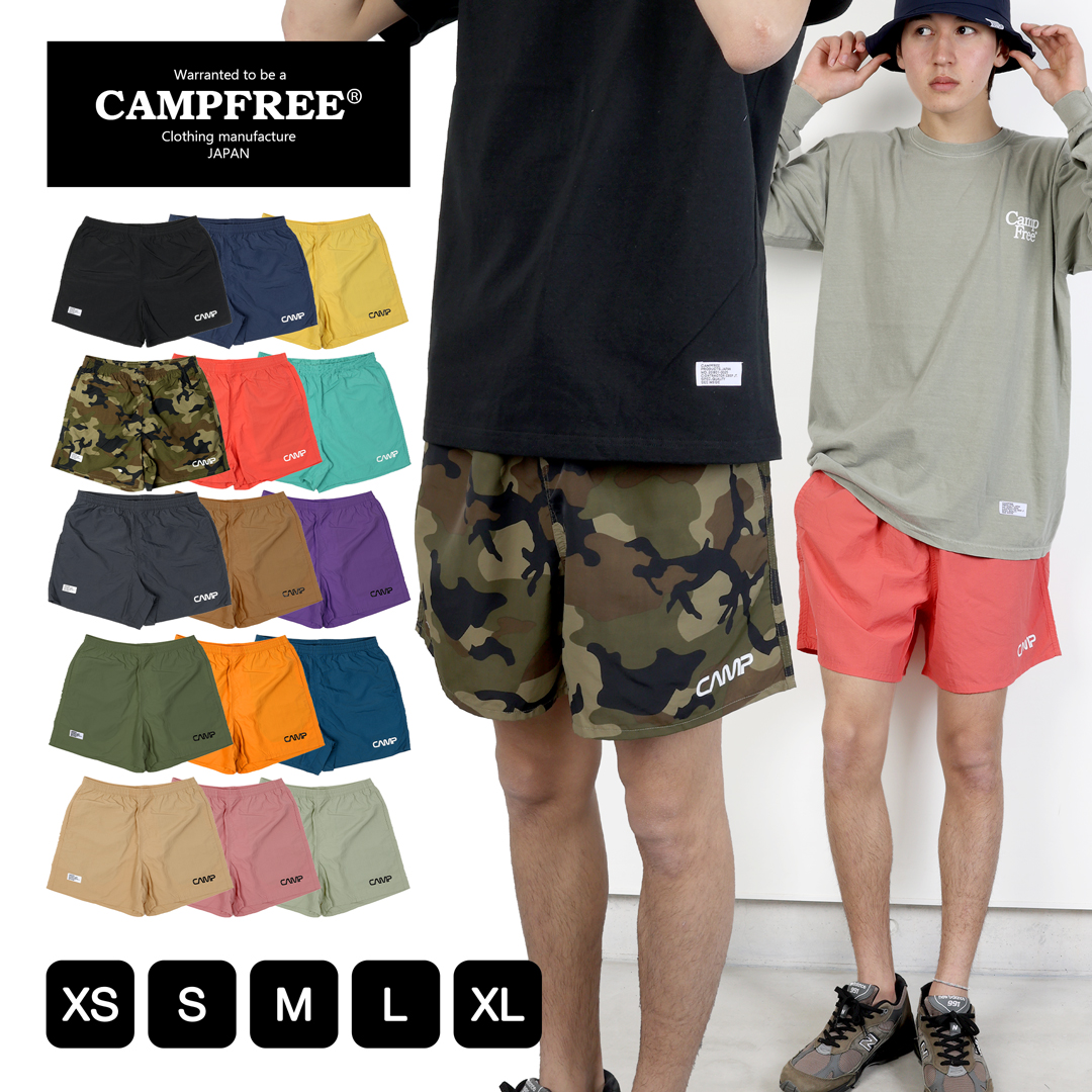 ショートパンツ メンズ 大きめ CAMPFREE 涼しい プリント ロゴ