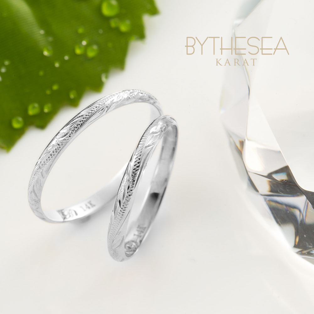 ハワイアンジュエリー リング 指輪 刻印無料 K14ホワイトゴールド 14金