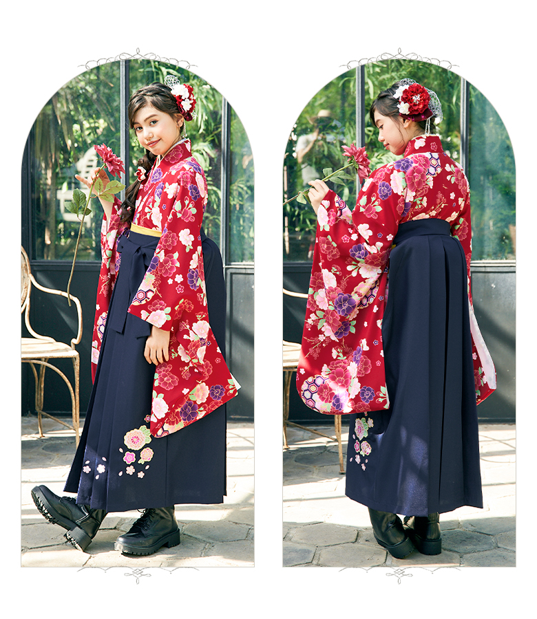 キャサリンコテージ 袴 110 紅桃着物×本紫袴 袴 165センチ キャサリン