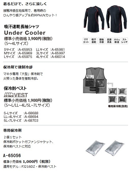 マキタ（makita） 充電式ファンジャケット FJ502DZ (紺) Lサイズ