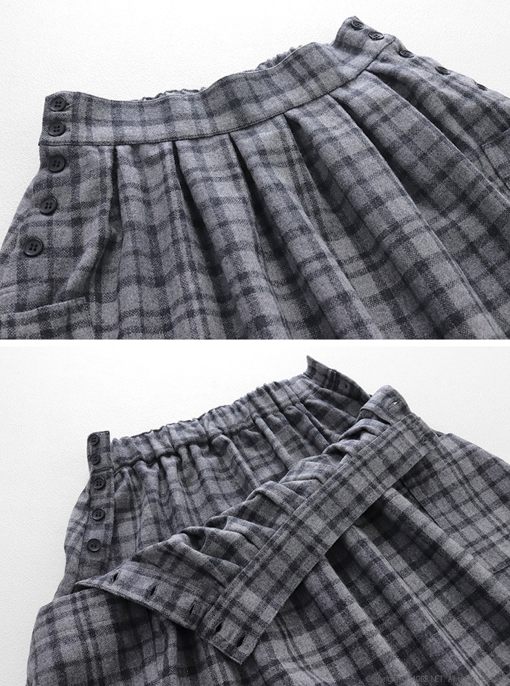 イナ ina 脇ボタンアウトポケットチェックスカート 255103 フレア