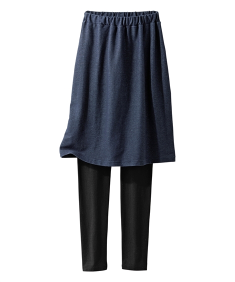 ニッセン（nissen） レディース デニム 調 スカート 付き12分丈