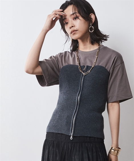 ニッセン（nissen） 大きいサイズ レディース ダブルジップ ニット