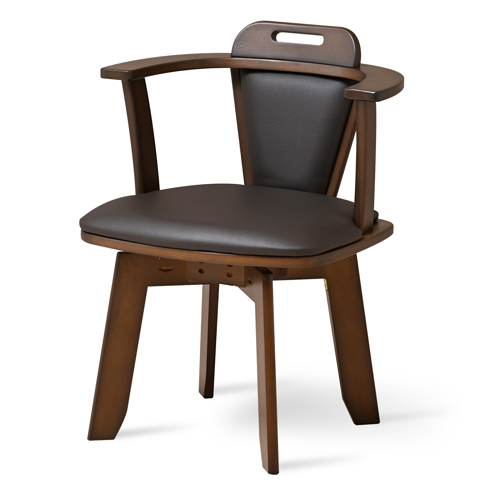 moca company 小木棕 回転ダイニングチェア 肘掛け付 回転椅子 PU