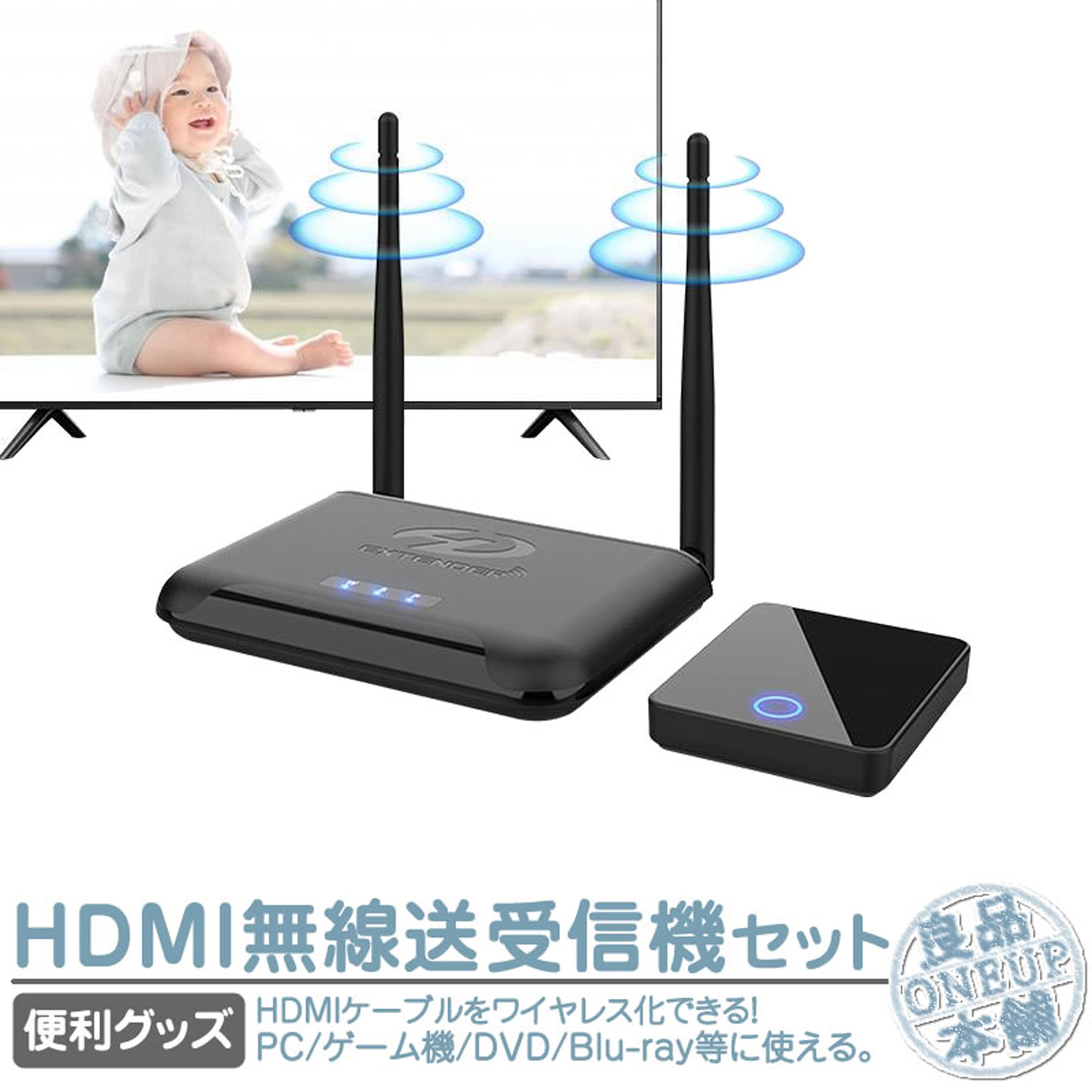 HDMIエクステンダー 無線 ワイヤレス 送受信機セット 最大通信距離 60m