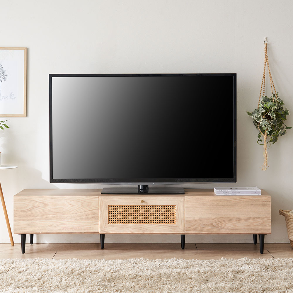 iellio テレビ台 150 ローボード ラタン調 テレビボード おしゃれ