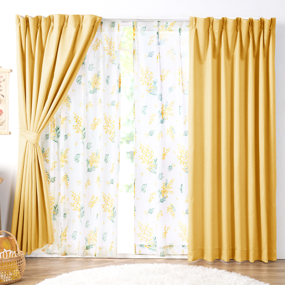 iellio カーテン 4枚セット 遮光 柄レース 安い 北欧 シンプル 無地