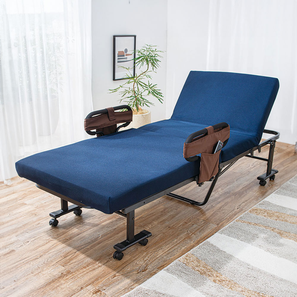 iellio 折りたたみベッド セミダブル 手すり付き 組立簡単 キャスター