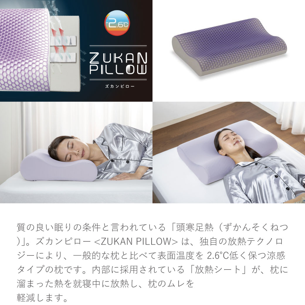 フランスベッド 快眠枕 ズカンピロー 専用カバー付 正規販売 頭寒足熱
