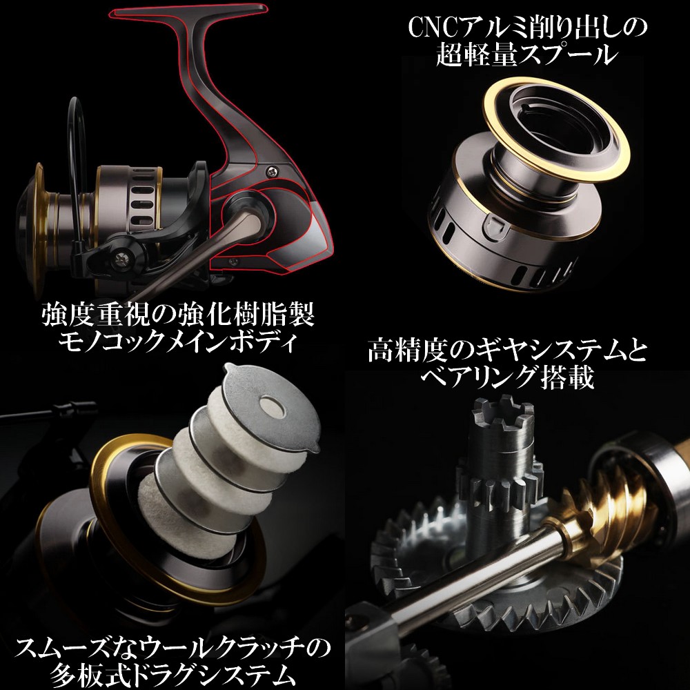 スピニングリール リール 3000番 バス釣り エギング ジギング 堤防釣り