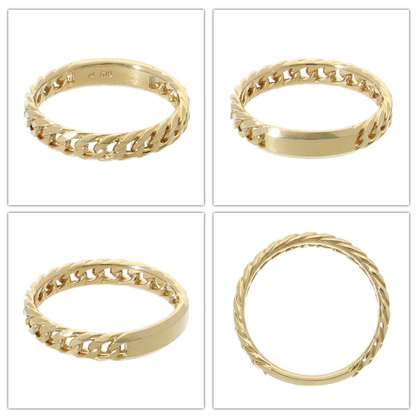 チェーンデザイン K18 イエローゴールドリング 5号〜21号 指輪 リング