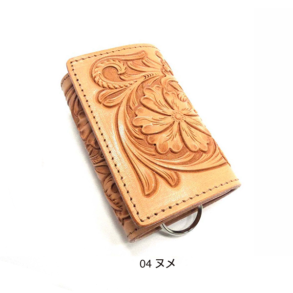 六連キーケース カービングレザー ヌメ革 メンズ レディース 革 レザー