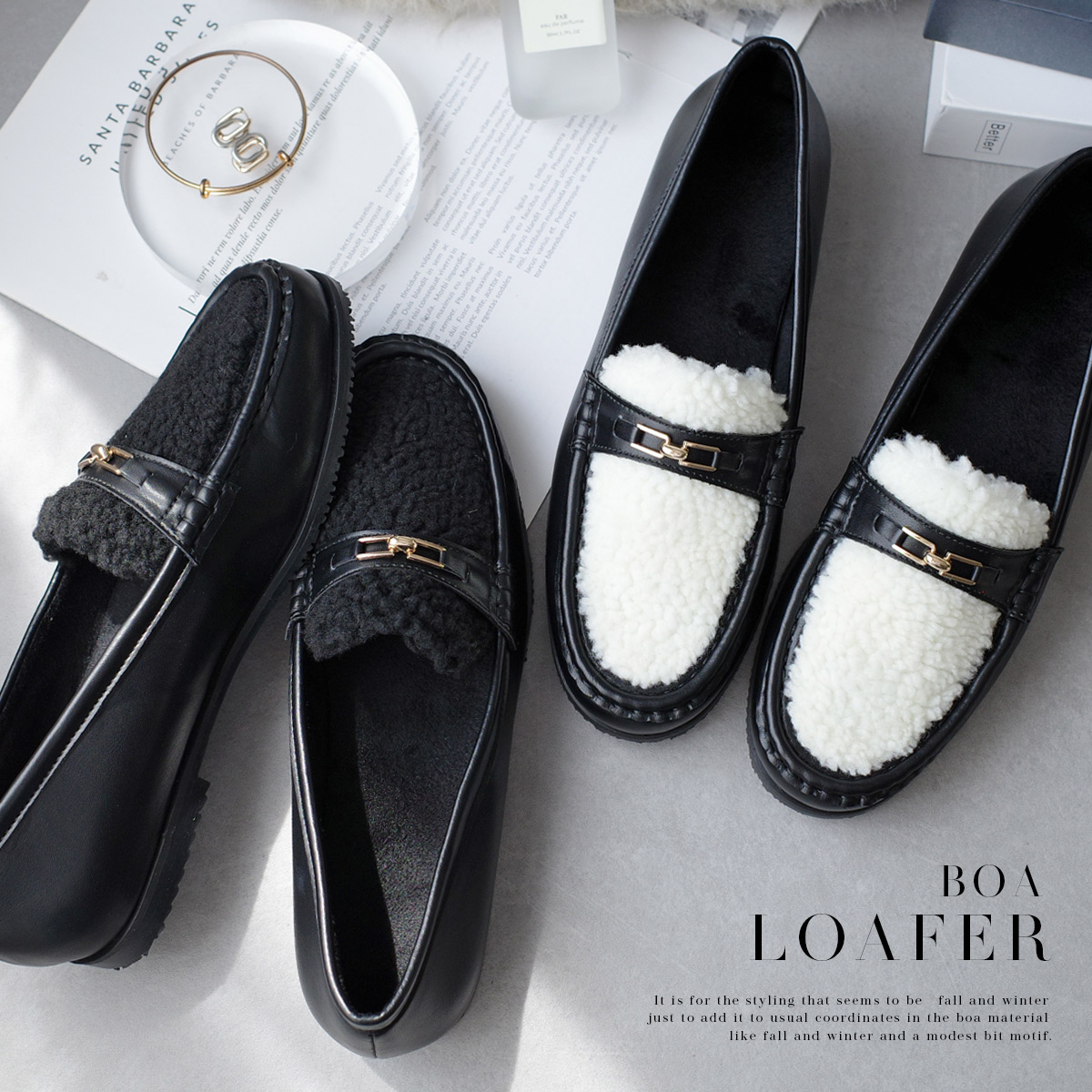 AmiAmi（アミアミ） フラットシューズ ボア ローファー レディース 秋