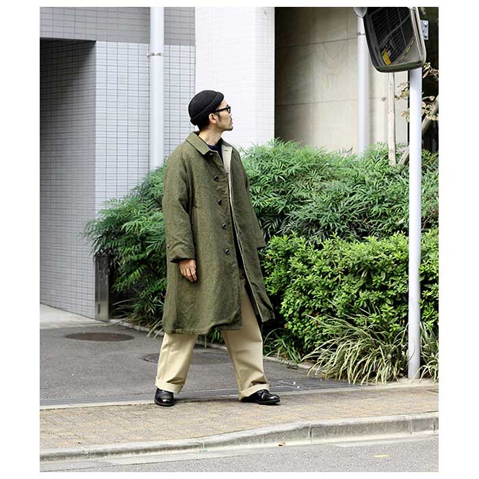 アプレッセ A.PRESSE ツイード バルマカーンコート Tweed Balmacaan