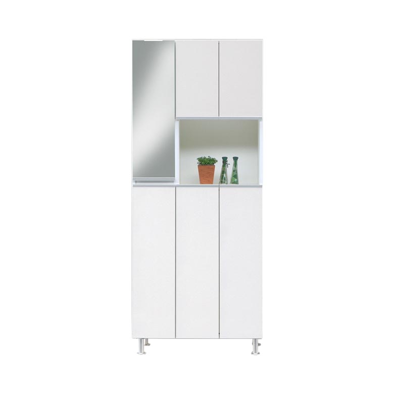 未来商会 シューズボックス ミラー付き おしゃれ 幅75 下駄箱 木製