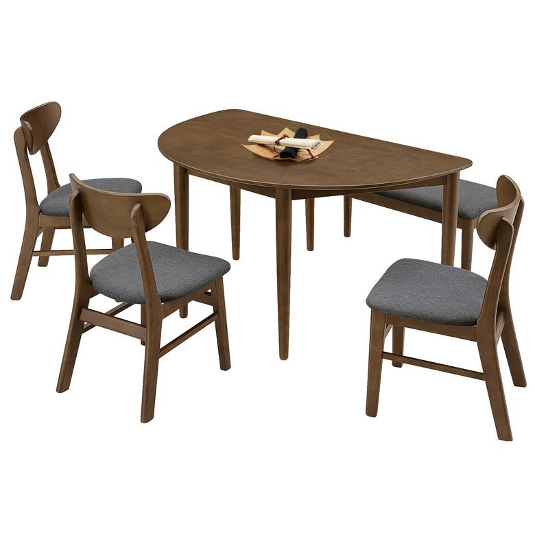 未来商会 ダイニングテーブルセット 5人掛け 半円テーブル 幅130cm 5点