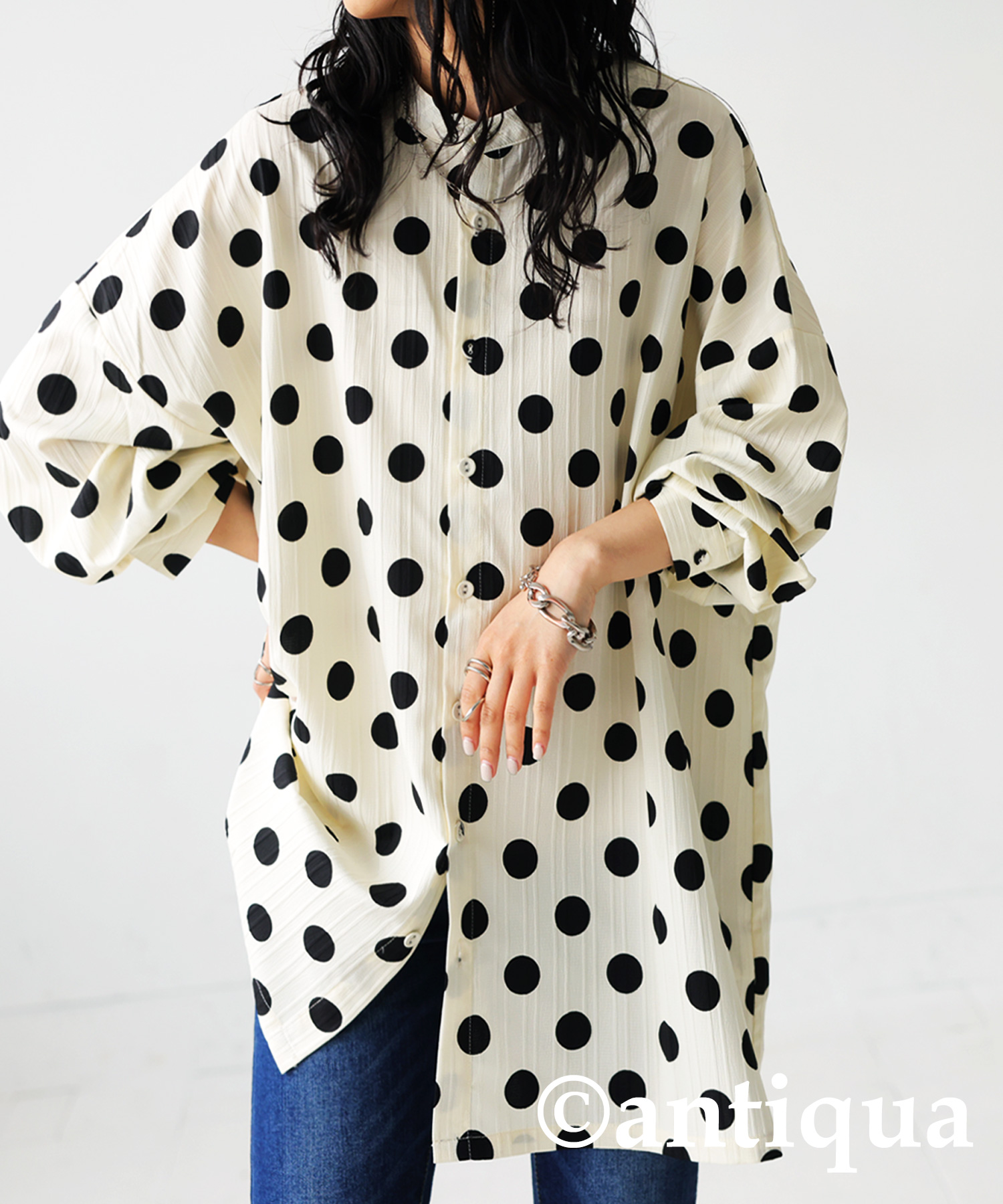 antiqua（アンティカ） ドット柄シャツ シャツ レディース トップス