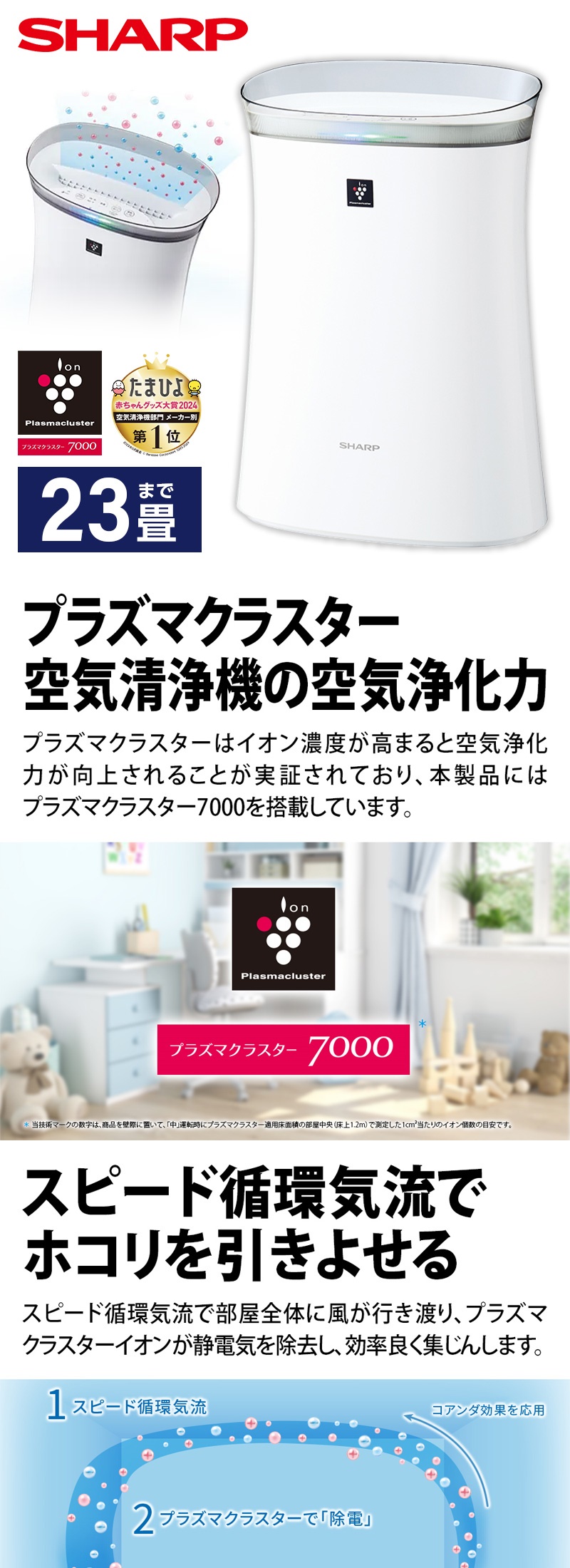 SHARP（シャープ） 空気清浄機 FU-S50-W プラズマクラスター7000 SHARP