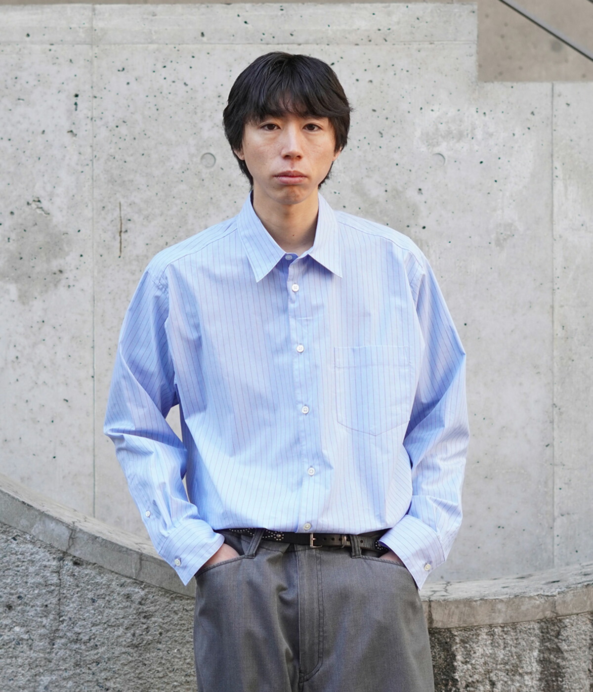 marka（マーカ） ： REGULAR COLLAR SHIRT -ORGANIC COTTON STRIPE