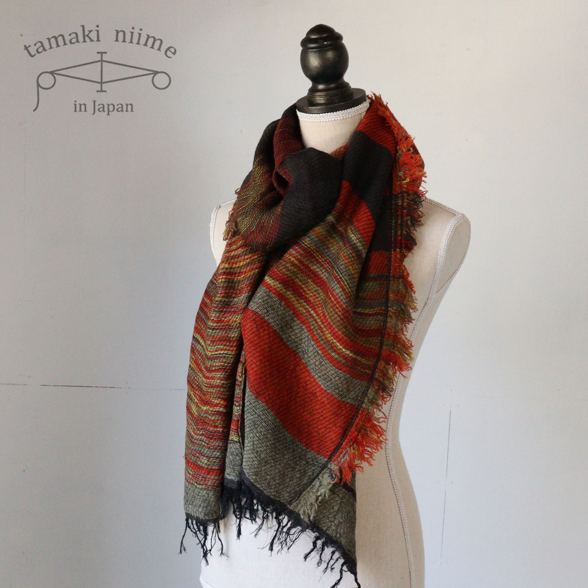 tamaki niime 播州織 ウールコットンショールM roots shawl MIDDLE 55