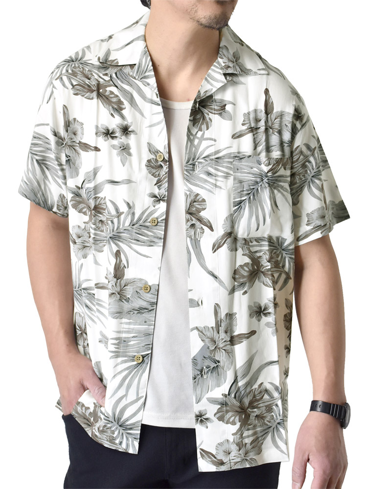 ARUGE（アルージェ） 開襟シャツ アロハシャツ メンズ レーヨン100