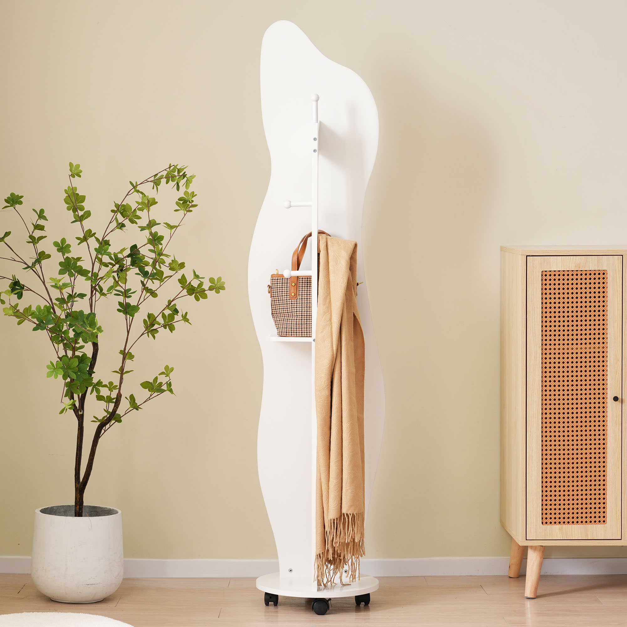 BTM スタンドミラー 全身鏡 姿見鏡 ハンガーフック イレギュラ フック