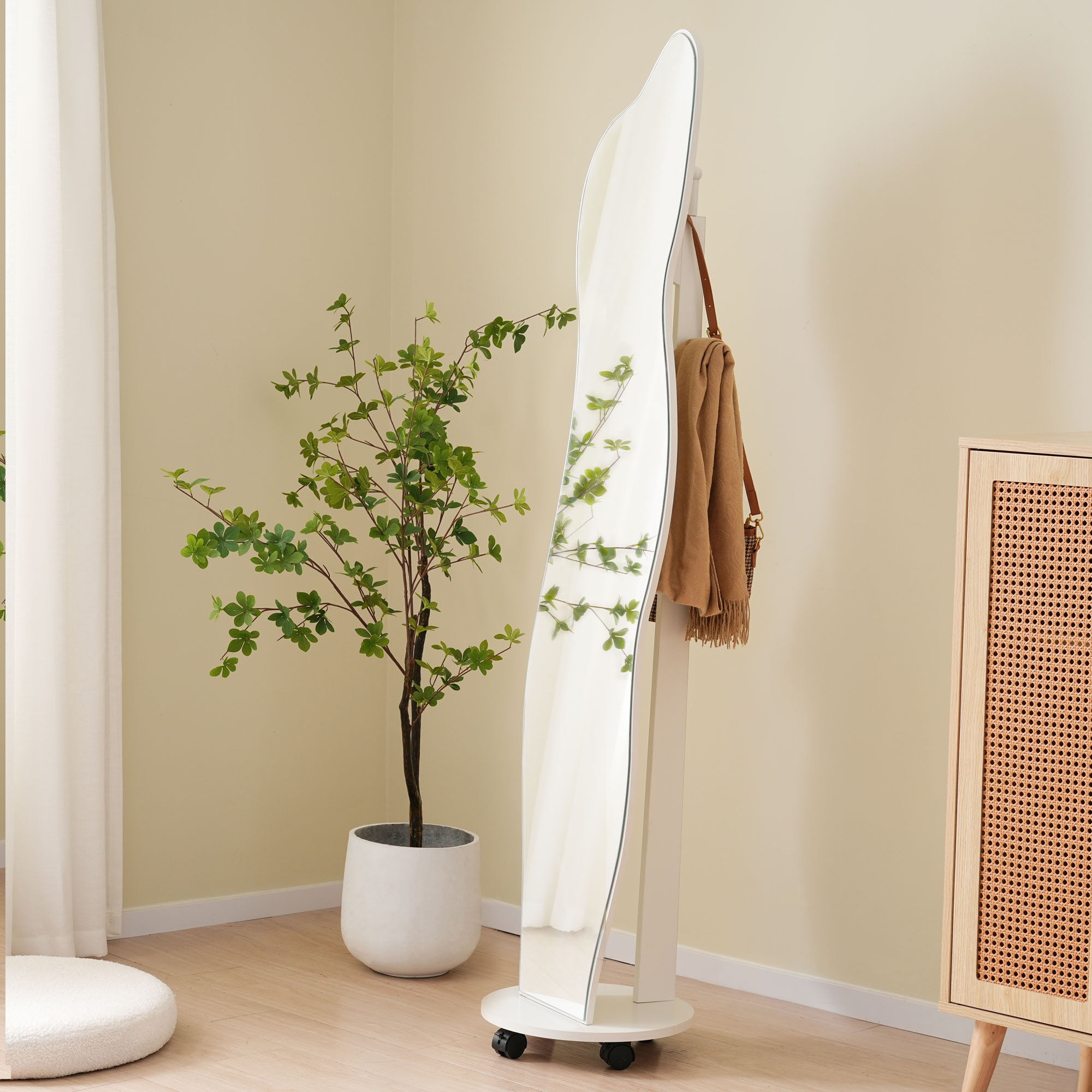 BTM スタンドミラー 全身鏡 姿見鏡 ハンガーフック イレギュラ フック