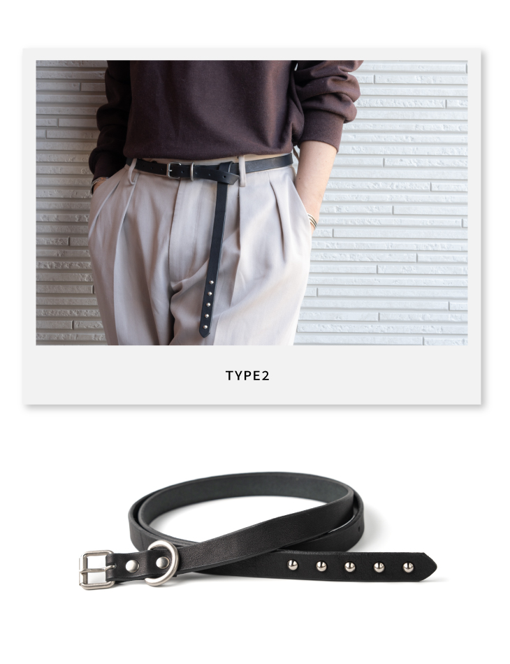 Nje エンド スタッズ ベルト メンズ レディース 垂らす 細ベルト 本革