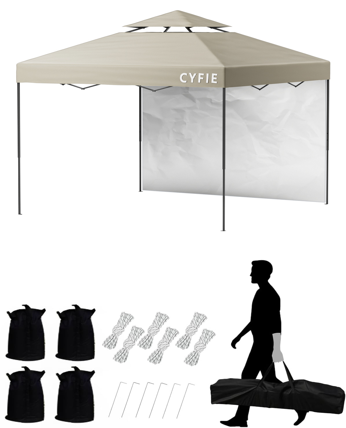 テント タープテント 3mx3m サイドシート付 3枚付 風抜け 大型テント