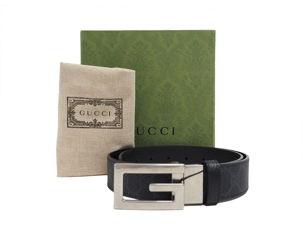 GUCCI（グッチ） スクエアG バックル リバーシブル ベルト 35mm 80cm
