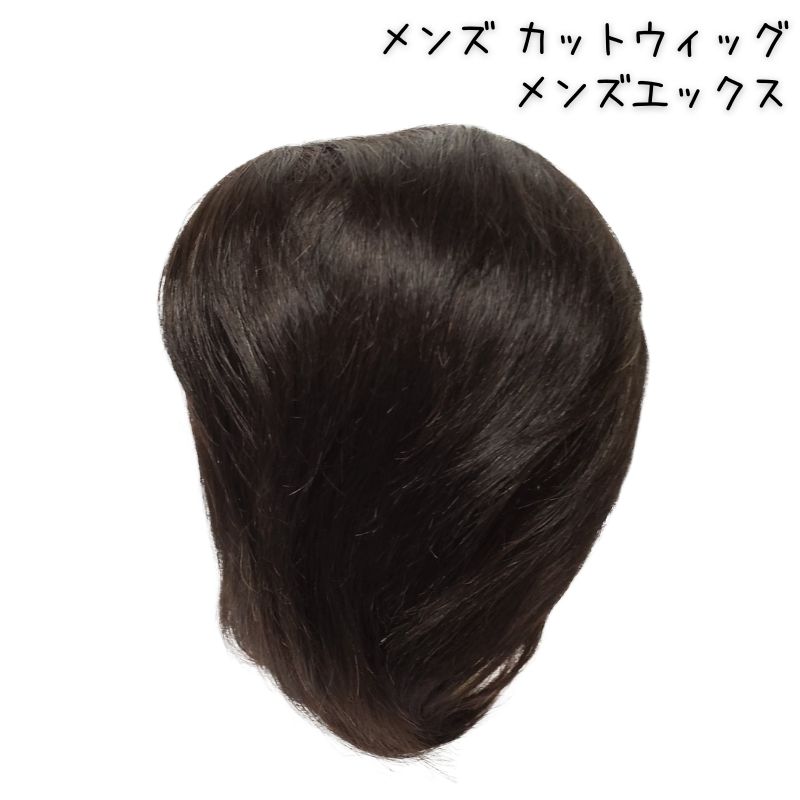 メンズ 練習用 カットウィッグ メンズエックス 黒髪 人毛100％ カット