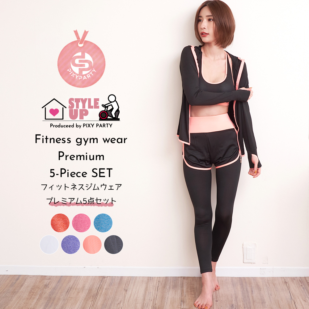フィットネス ウェア レディース 5点セット 上下セット ヨガウェア