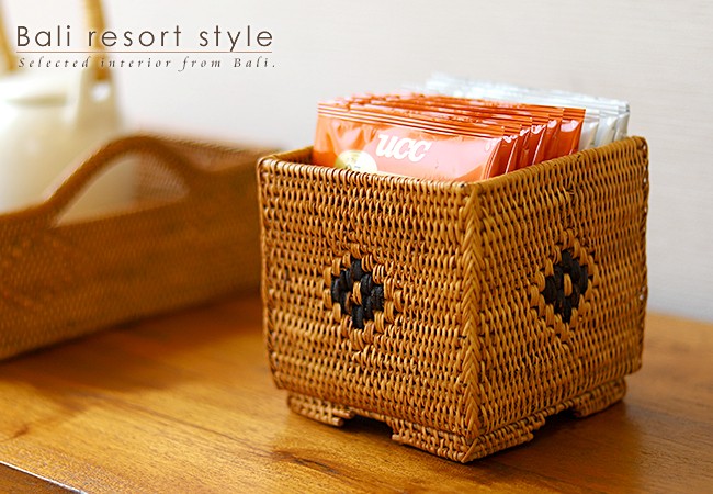 アタ 小物入れ(スクエア) アジアン雑貨 バリ おしゃれ かご リゾート