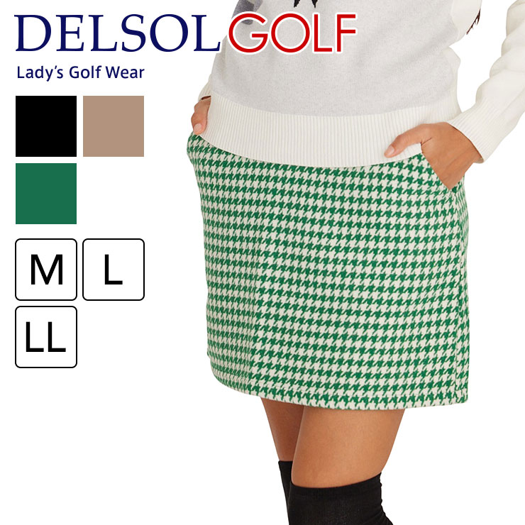 7848 千鳥格子柄布帛スカート M/L/LL レディースゴルフウェア : DELSOL