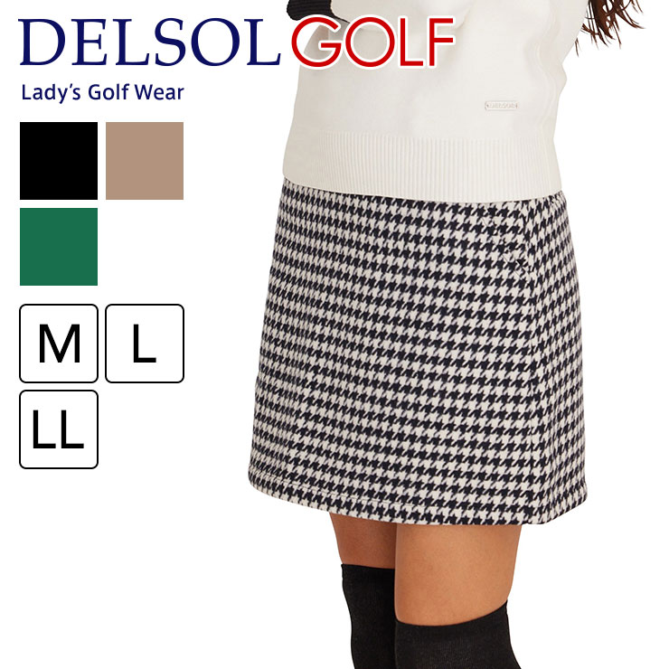 7848 千鳥格子柄布帛スカート M/L/LL レディースゴルフウェア : DELSOL