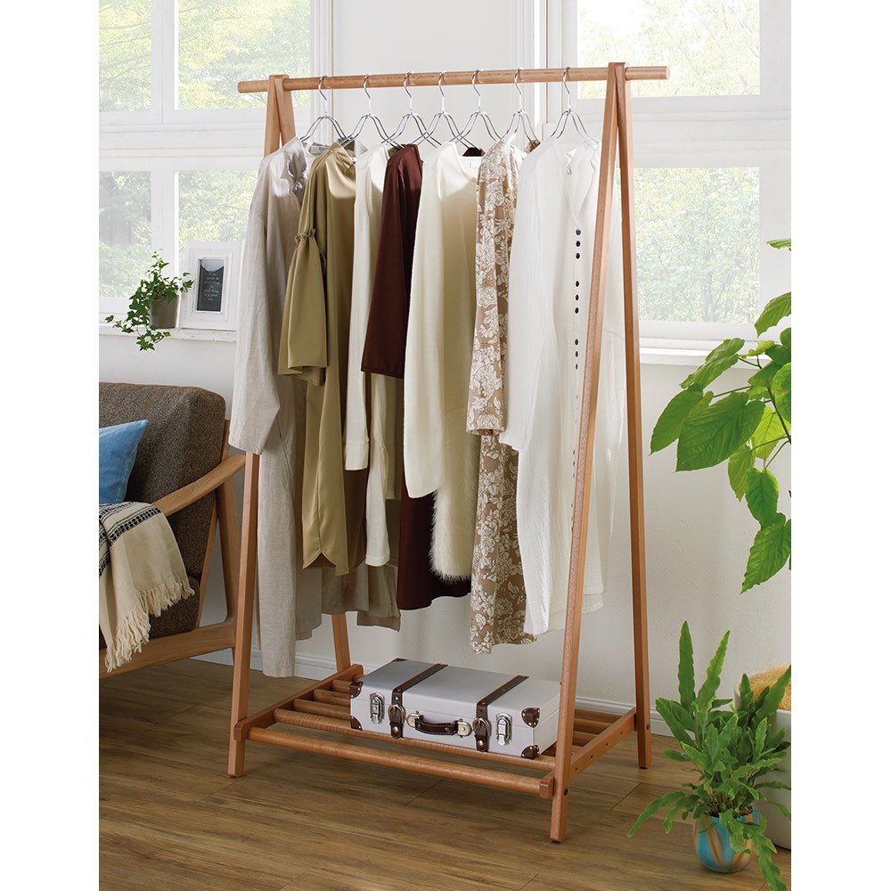 dinos（ディノス） 頑丈天然木A型ハンガーラック 幅88cm 衣類収納
