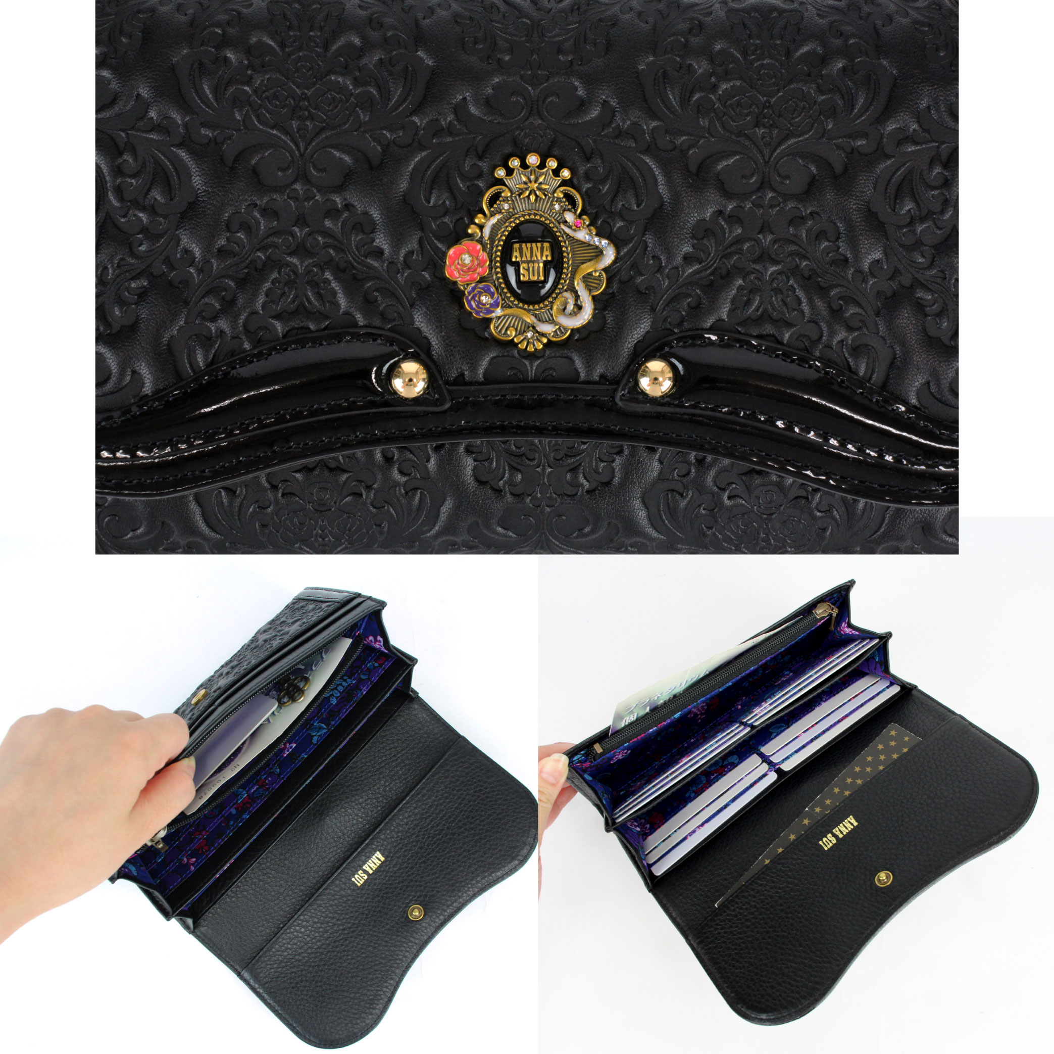 ANNA SUI（アナスイ） 財布 がま口 長財布 316110 セルパン 牛革 本革