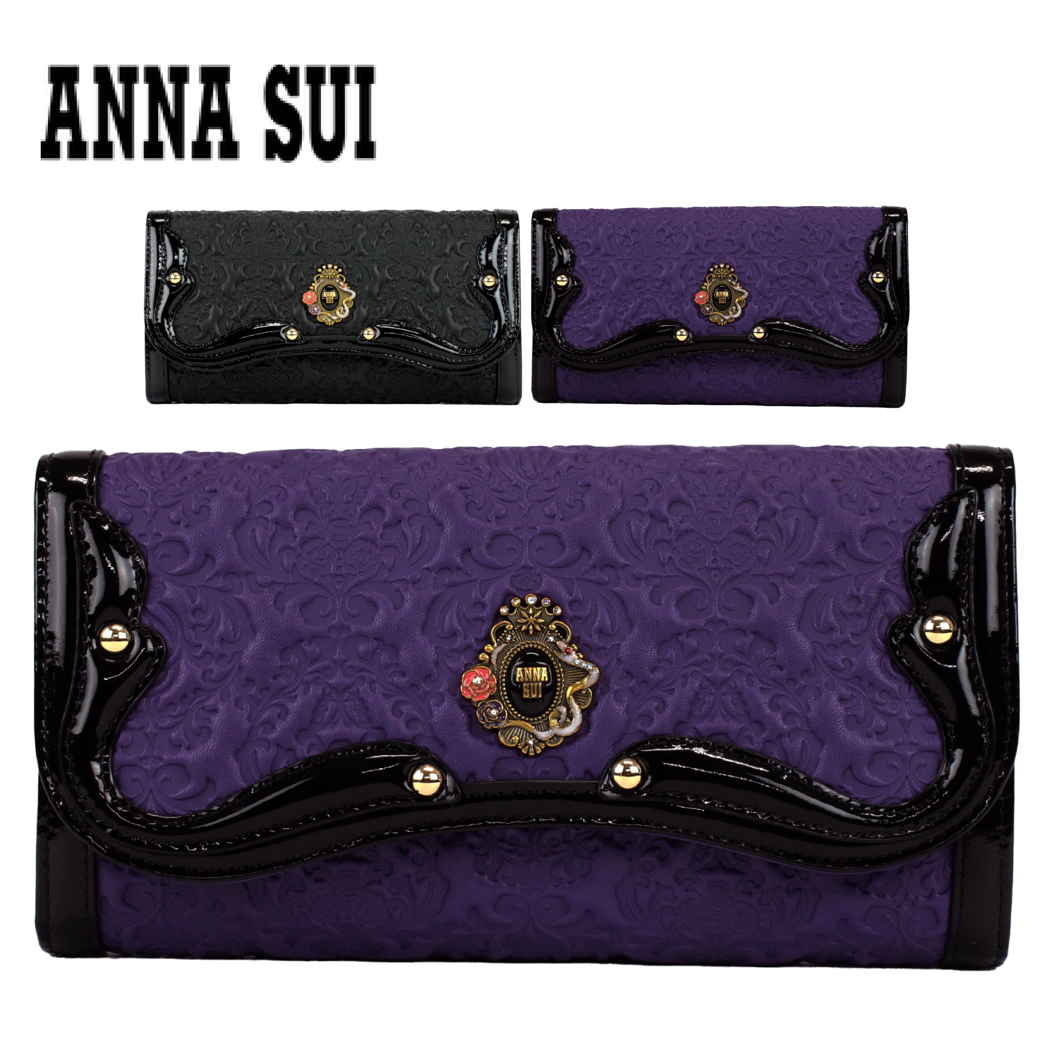 ANNA SUI（アナスイ） 財布 がま口 長財布 316110 セルパン 牛革 本革